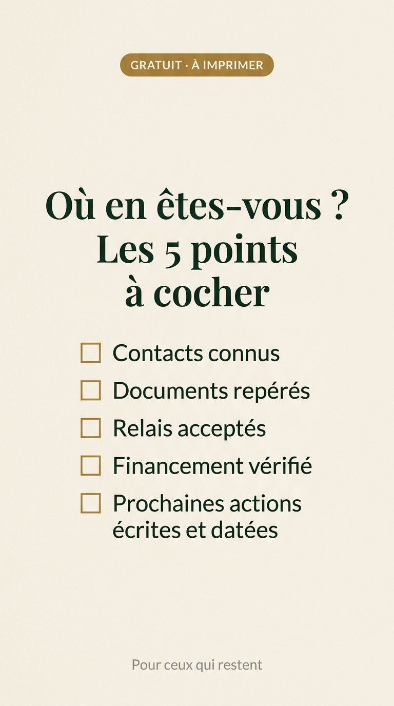 Fiche gratuite 2 - Ou en êtes-vous, les 5 points a cocher